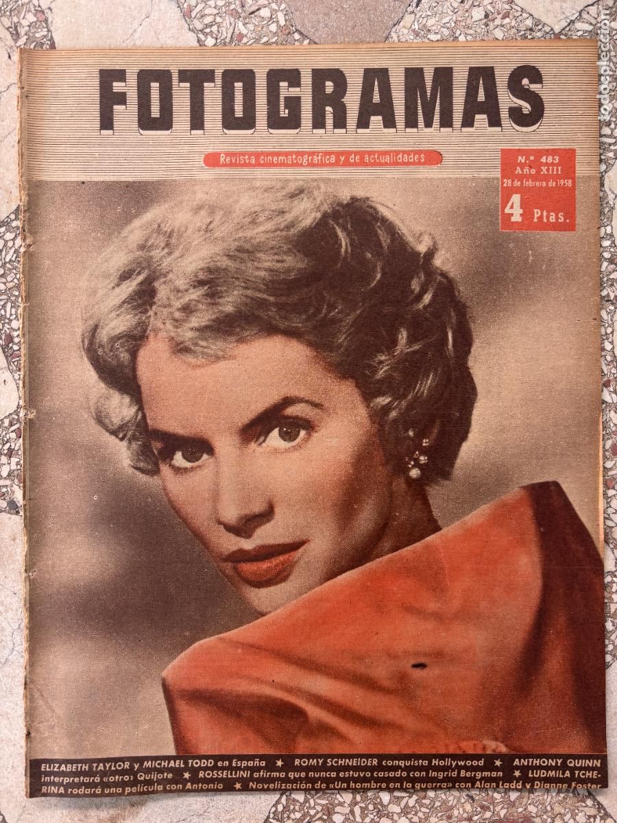 Cine: FOTOGRAMAS N&ordm; 483 A&Ntilde;O 1958. ELIZABETH TAYLOR Y MICHAEL TODD. ROMY SCHNEIDER. ANTHONY QUINN.
