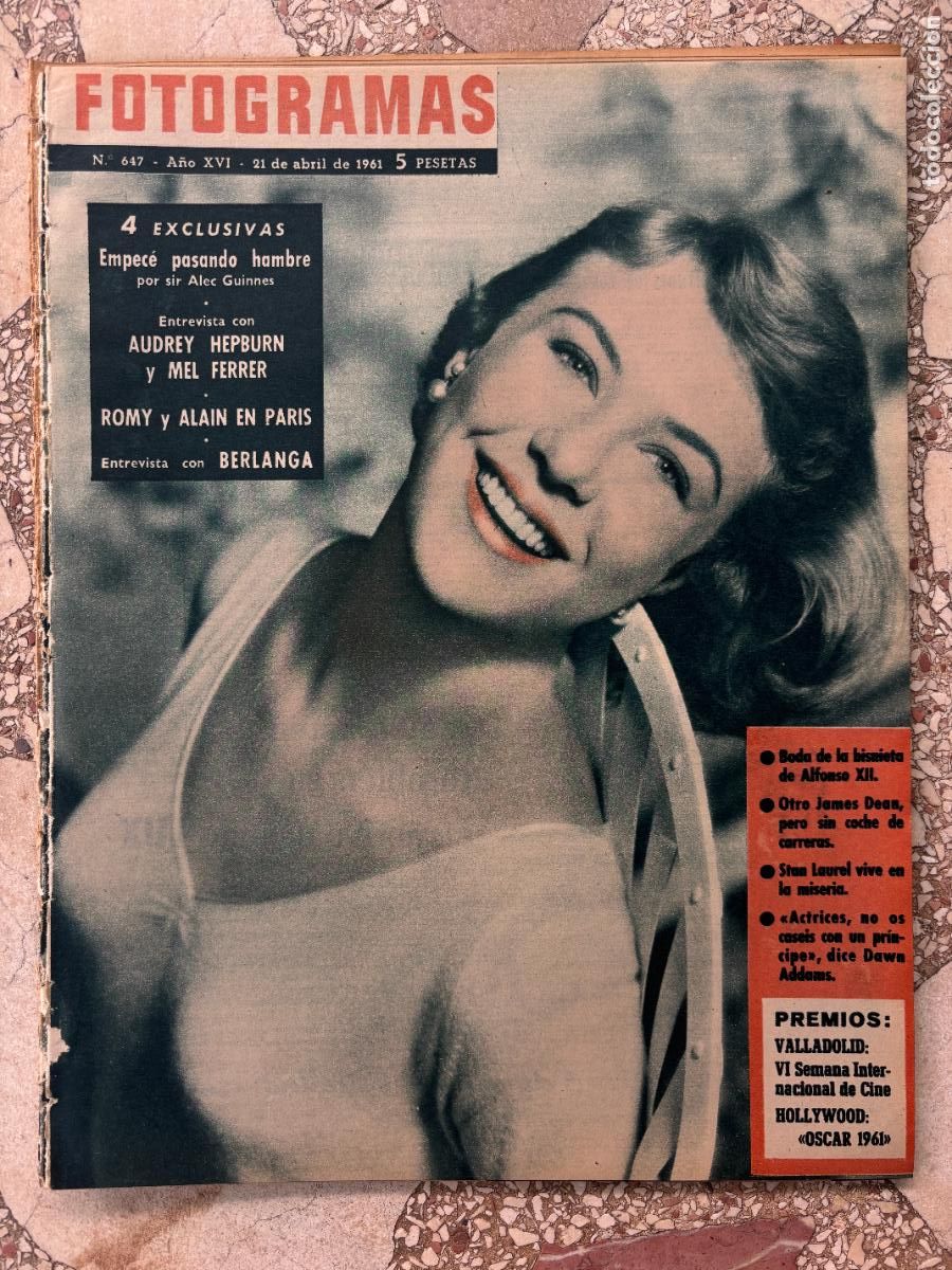 Cine: FOTOGRAMAS N&ordm; 647 A&Ntilde;O 1961. AUDREY HEPBURN Y MEL FERRER. BERLANGA. JAMES DEAN. STAN LAUREL.