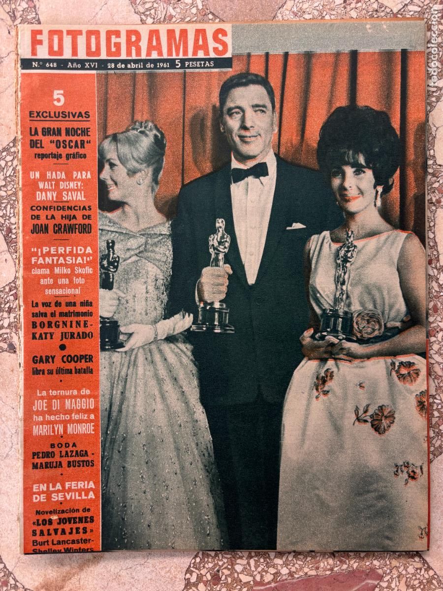 Cine: FOTOGRAMAS N&ordm; 648 A&Ntilde;O 1961. JOE DI MAGGIO. PEDRO LAZAGA Y MARUJA BUSTOS. FERIA DE SEVILLA.