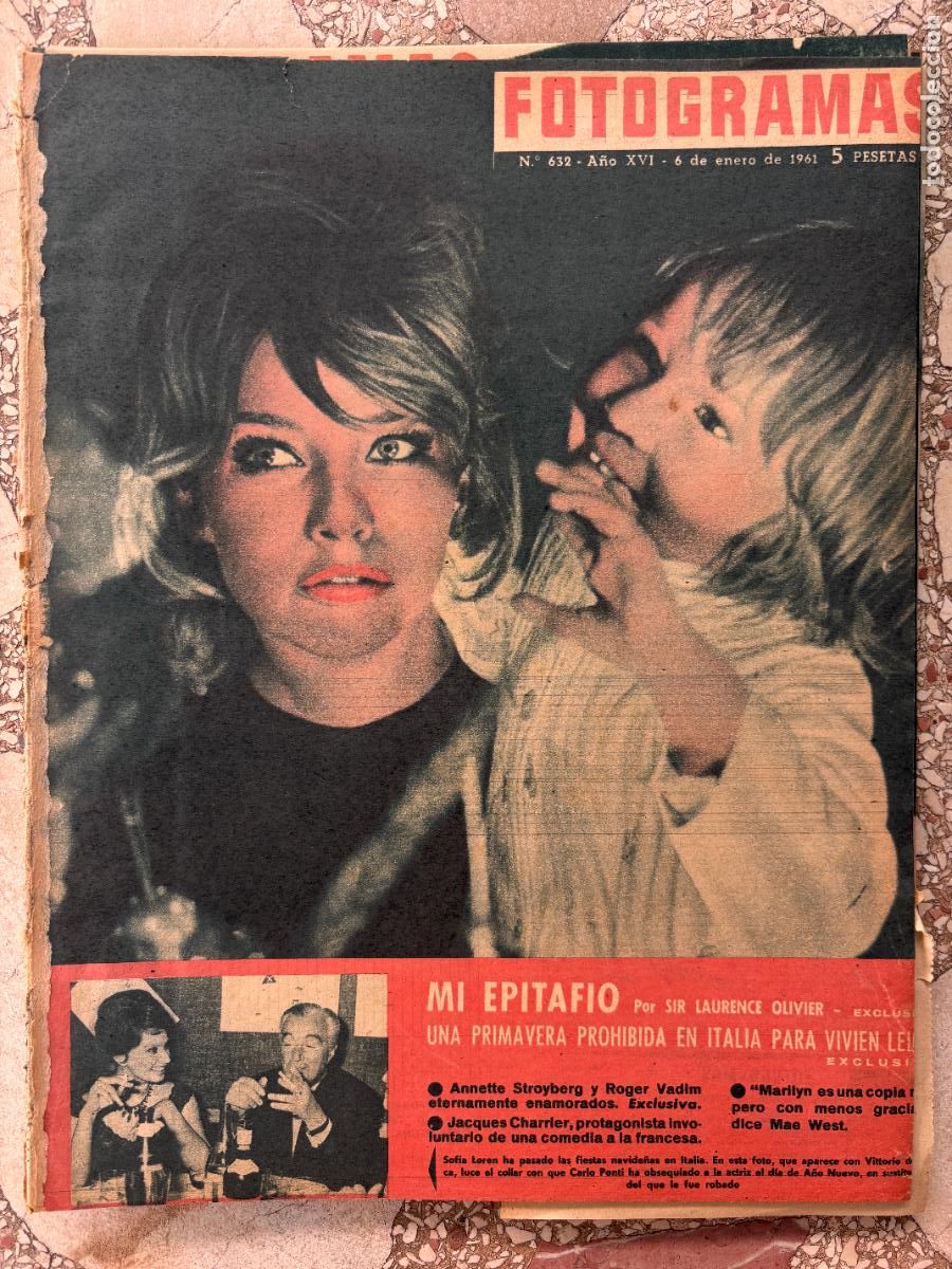 Cine: FOTOGRAMAS N&ordm; 632 A&Ntilde;O 1961. SIR LAURENCE OLIVIER. ANNETTE STROYBERG. ROGER VADIM. MAE WEST.