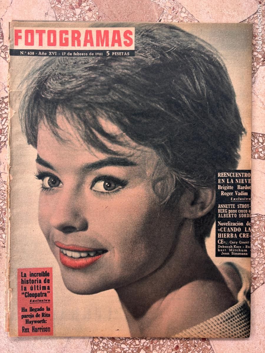 Cine: FOTOGRAMAS N&ordm; 638 A&Ntilde;O 1961. BRIGITTE BARDOT Y ROGER VADIM. ANNETTE STROYBERG. ALBERTO SORDI.