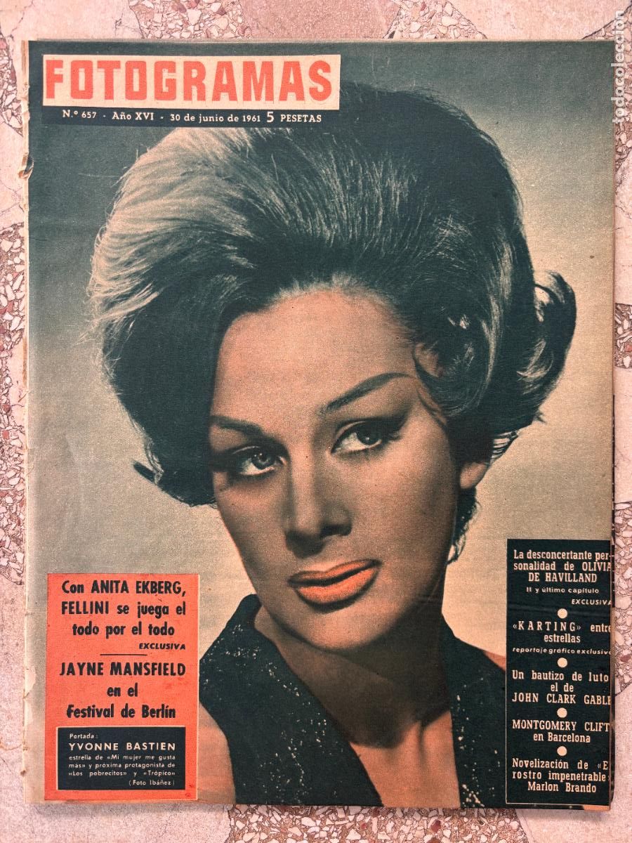 Cine: FOTOGRAMAS N&ordm; 657 A&Ntilde;O 1961. ANITA EKBERG. YVONNE BASTIEN EN PORTADA. JAYNE MANSFIELD.