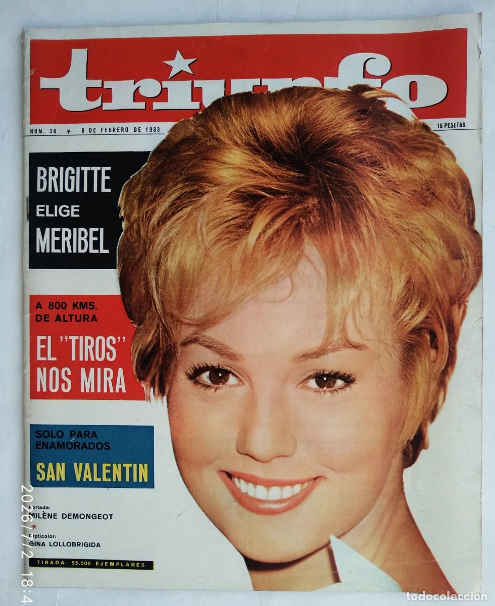 Cine: BRIGITTE BARDOT. MINI-P&Oacute;STER GINA LOLLOBR&Iacute;GIDA. REVISTA TRIUNFO 1963.