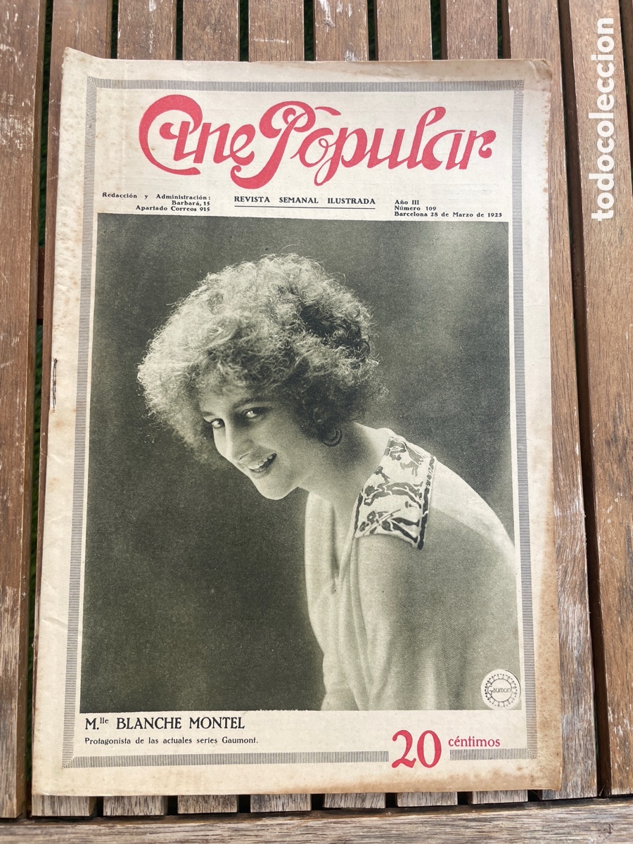 Cinema: Cine Popular. 28 de marzo de 1923. N&uacute;mero 109. Blanche Montel.