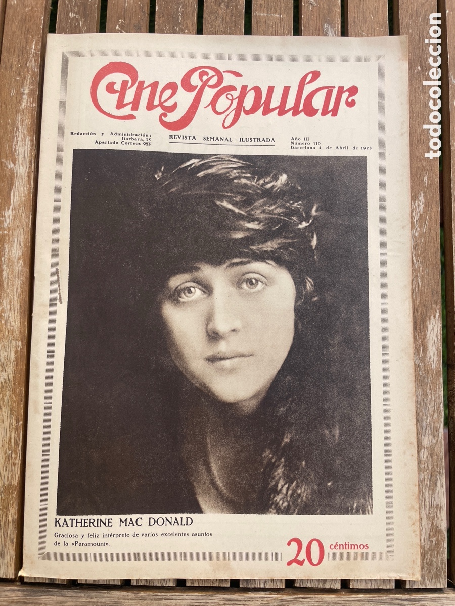 Cinema: Cines Popular. 4 de abril de 1923. N&uacute;mero 110. Catherine Mac Donald.