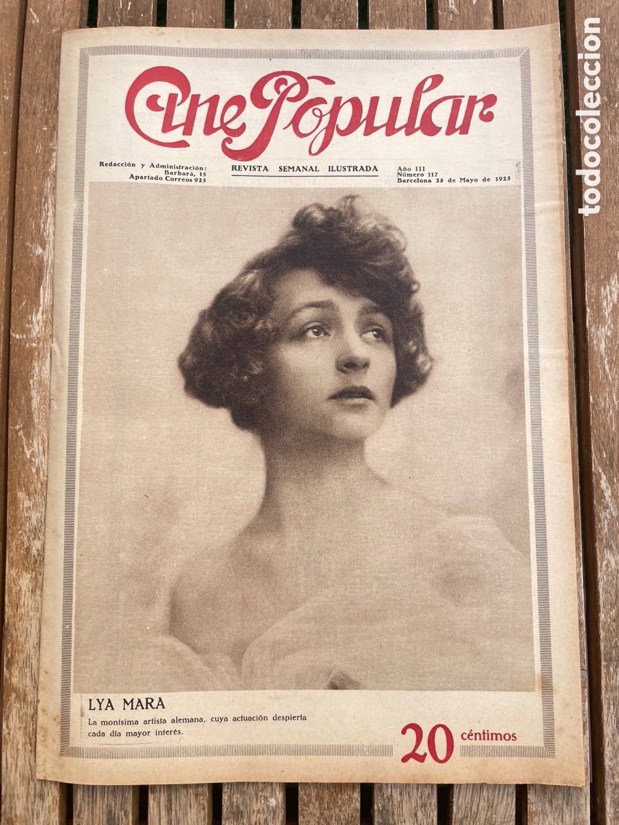 Cinema: Cine Popular. 23 de mayo de 1923. N&uacute;mero 117. Lya Mara.