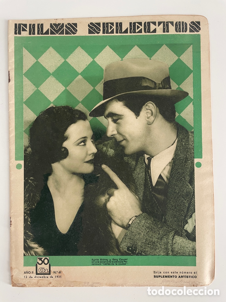 Cinema: Films selectos. 12 de diciembre de 1931. N&uacute;mero 61. Silvia Sidney y Gary Cooper.