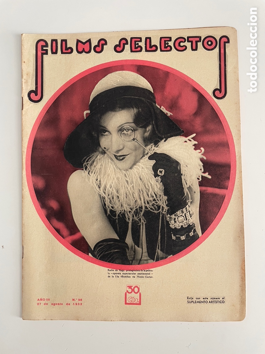 Cinema: Films selectos. 27 agosto 1923. N&uacute;mero 98. Kathe de Nagy.