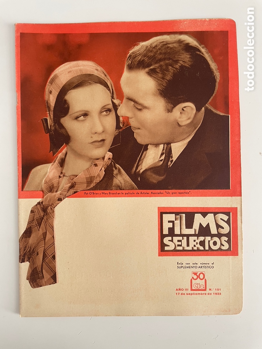 Cin&eacute;ma: Sims selectos. 17 septiembre 1932. N&uacute;mero 101. Pat O&rsquo;Brian y Mary Briand.