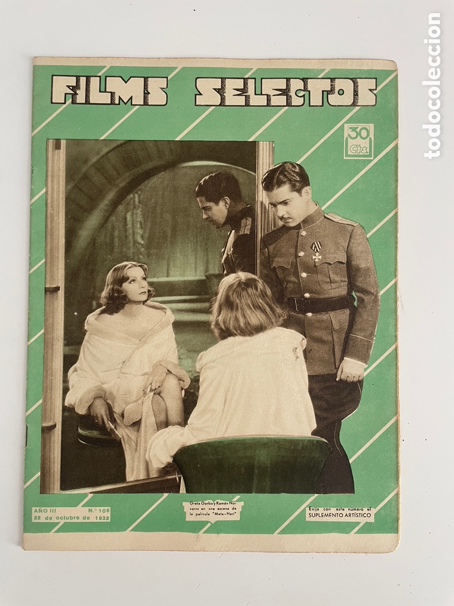 Cinema: Films selectos. 22 octubre 1932. N&uacute;mero 106. Greta Garbo y Ram&oacute;n Novarro.