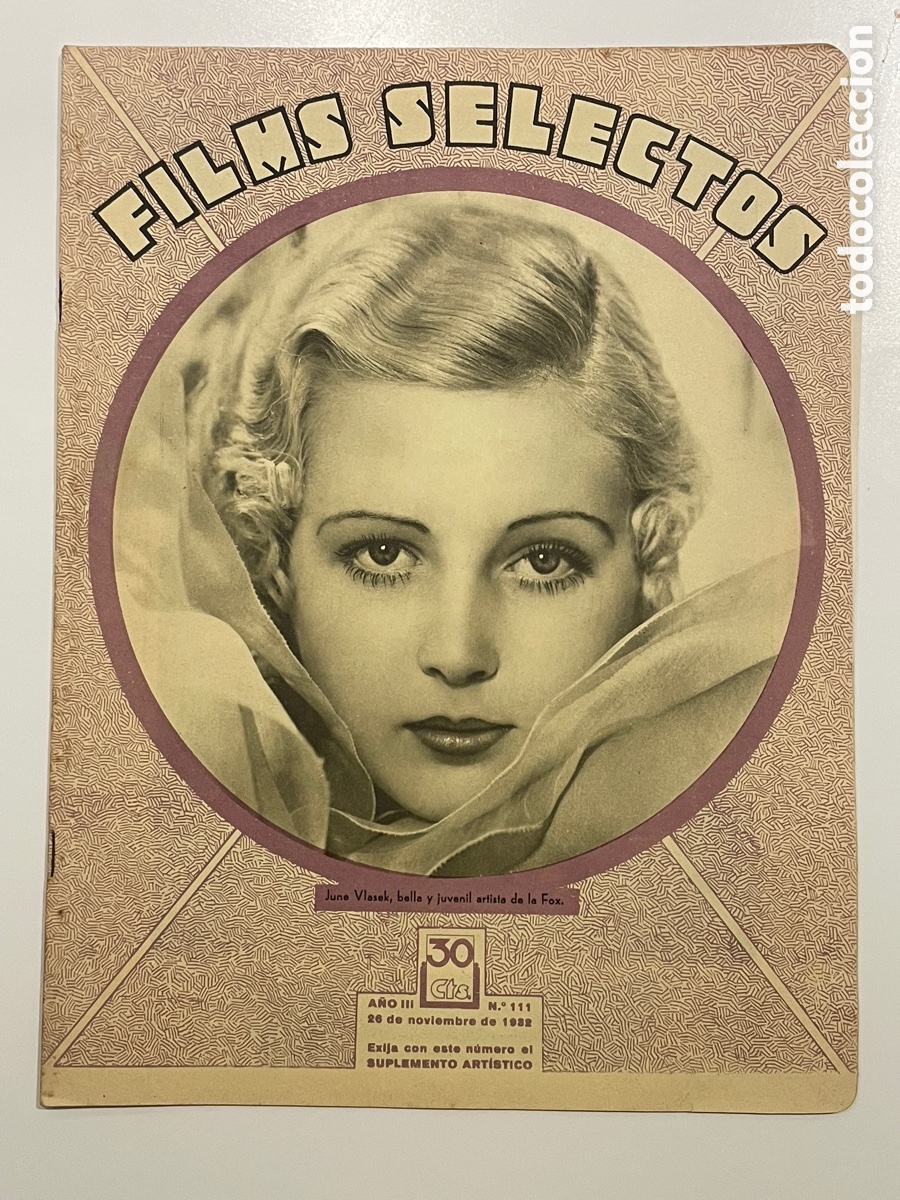 Cin&eacute;ma: Films, selectos,. 26 noviembre 1932. N&uacute;mero 111. June Vlasek.