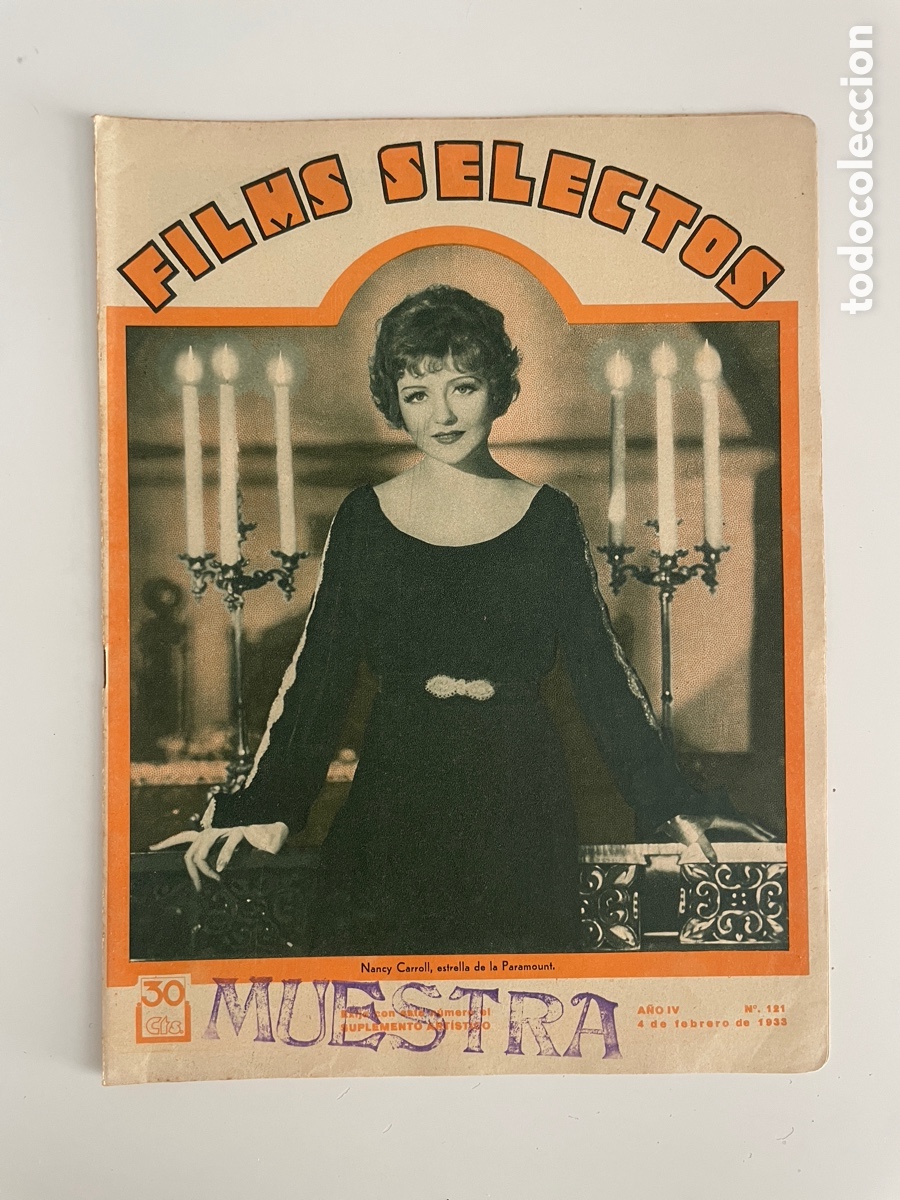 Cinema: Sims selectos. Cuatro febrero 1933. N&uacute;mero 121. Nancy Carroll.