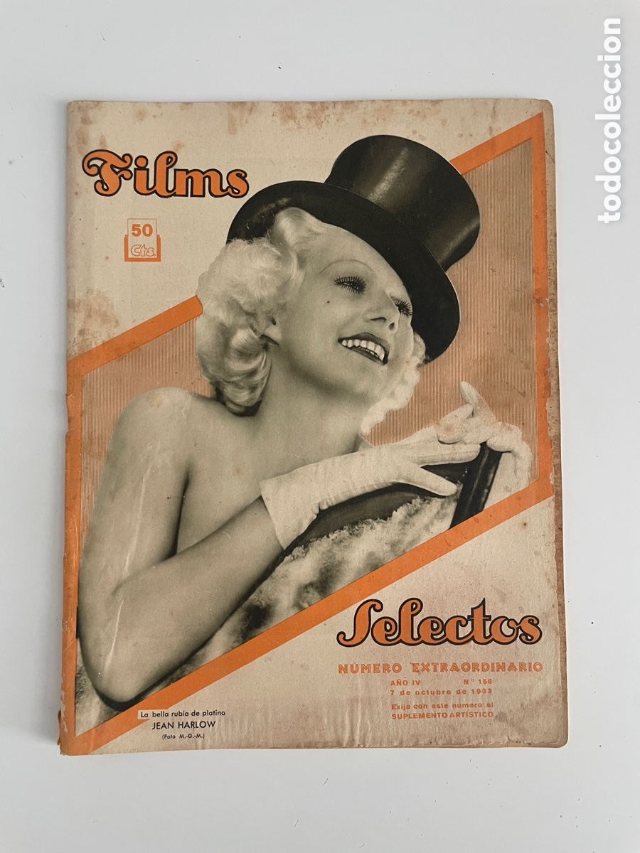 Cin&eacute;ma: Films selectos. 7 octubre 1933. N&uacute;mero 156. Gin Harlow. N&uacute;mero extraordinario