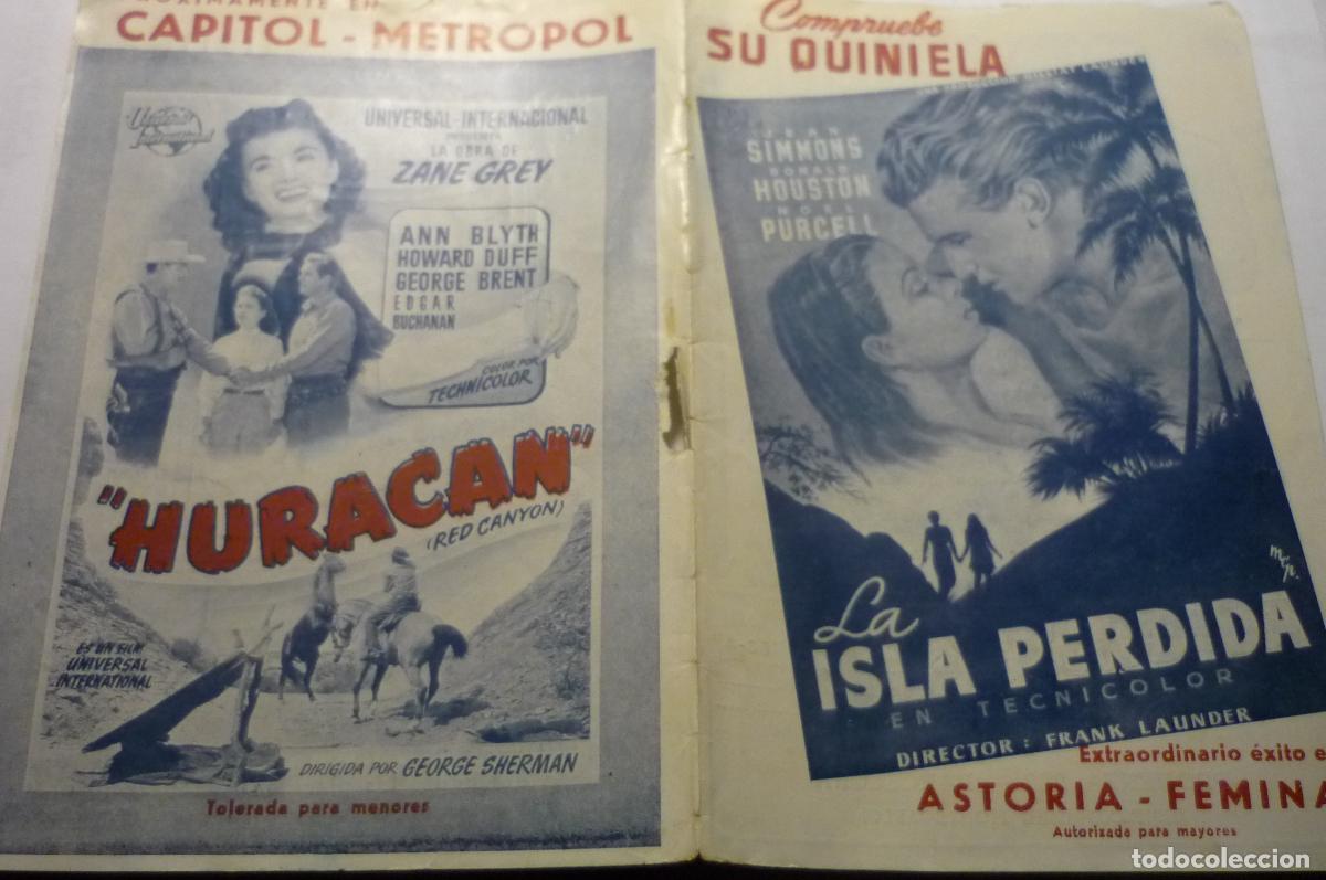 Cine: portada y contraportada revista publicidad cine huracan -la isla perdida cm
