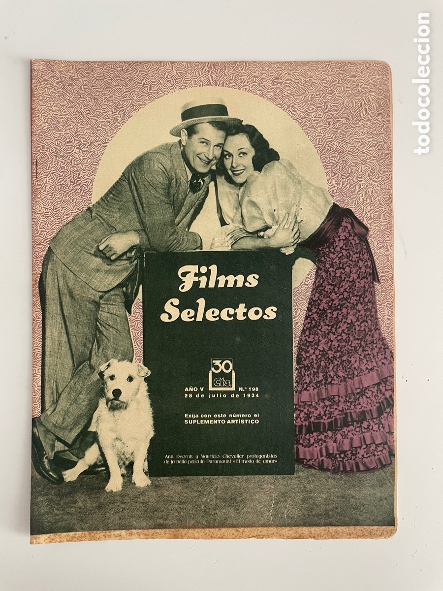 Cinema: Films selectos. 28 julio 1934. N&uacute;mero 198. Ann Dvotak y Maurice Chevalier