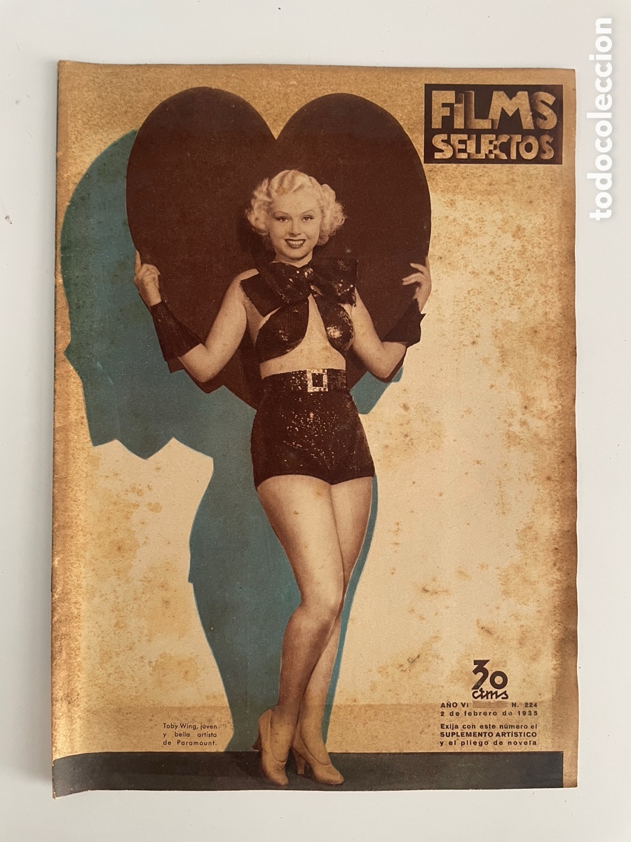 Cinema: Films selectos. Dos febrero 1935. N&uacute;mero 224. Toby Wing.