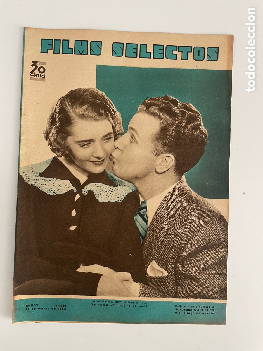 Cinema: Films selectos. 16 marzo 1935. N&uacute;mero 230. Ruby Keller y Dick Powell