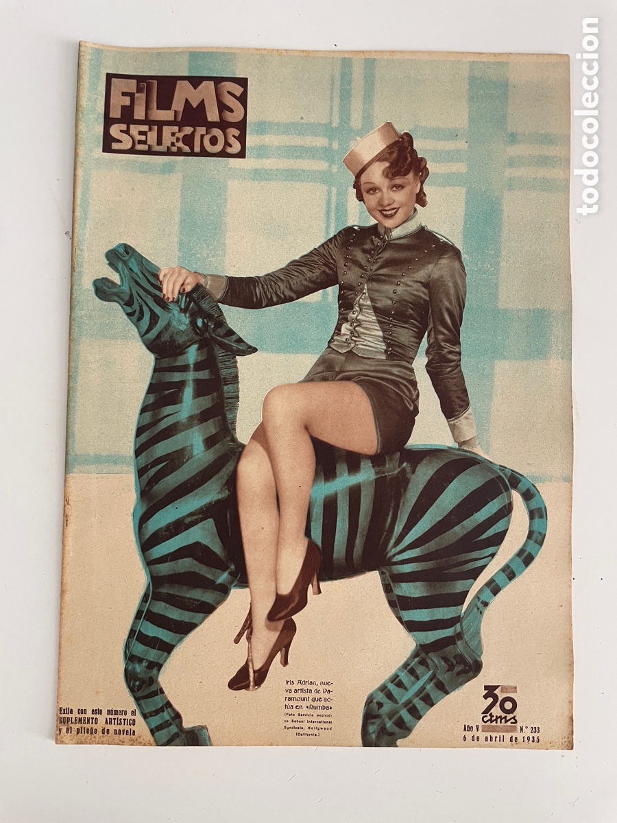 Cinema: Films, selectos,. Seis abril 1 935. N&uacute;mero 233. Iris Adrian.