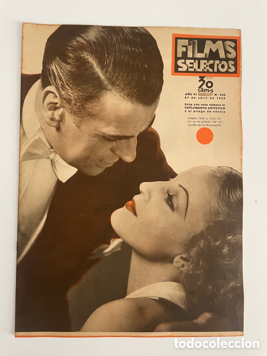 Cin&eacute;ma: Films selectos. 27 de abril de 1935. N&uacute;mero 236. Brigitte Helm y Jean Murat.