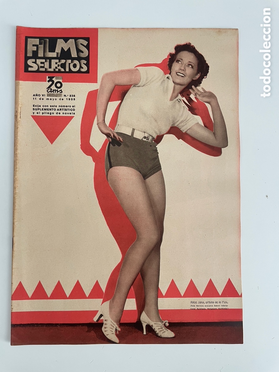 Cinema: Films selectos. 11 de mayo de 1935. N&uacute;mero 238. Alice Jans.