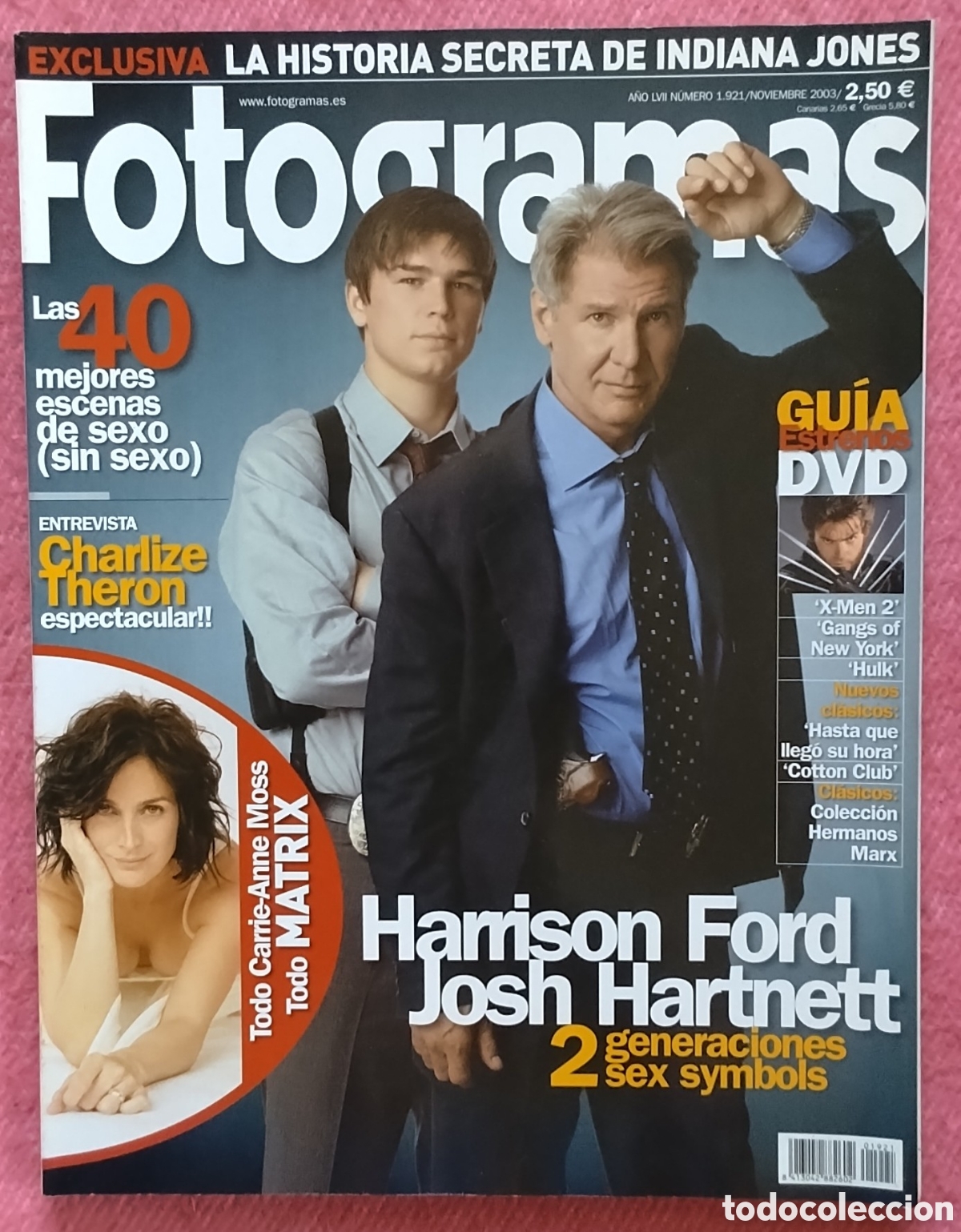 Cine: Magazine FOTOGRAMAS 1921 - Harrison Ford / Josh Hartnett / Charlize Theron / Carrie-Anne Moss