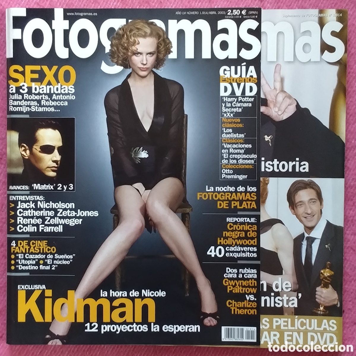 Cine: Magazine FOTOGRAMAS 1914 + EXTRA - Nicole Kidman /Keanu Reeves /Jack Nicholson /Catherine Zeta Jones