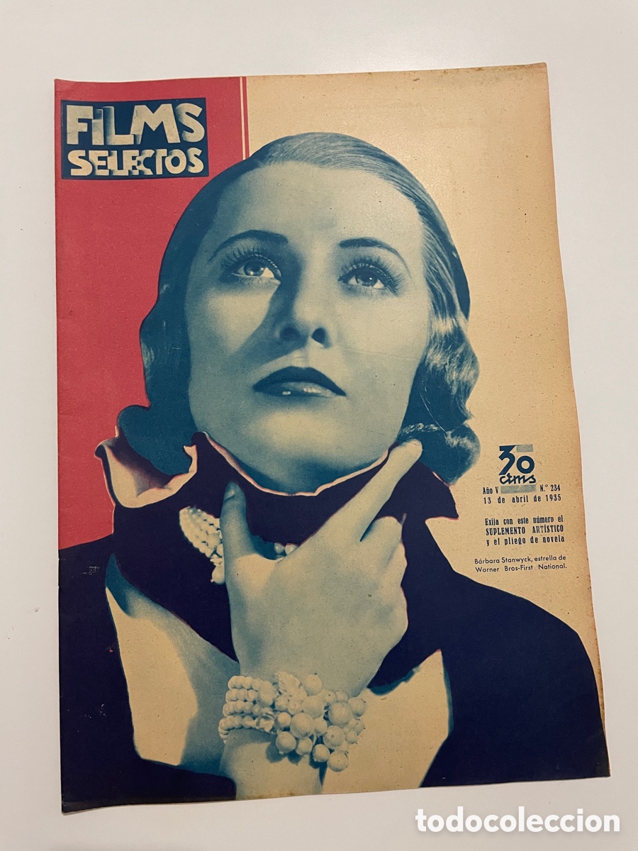 Cinema: Films selectos. 13 abril 1935. N&uacute;mero 234. Barbara Stanwyck