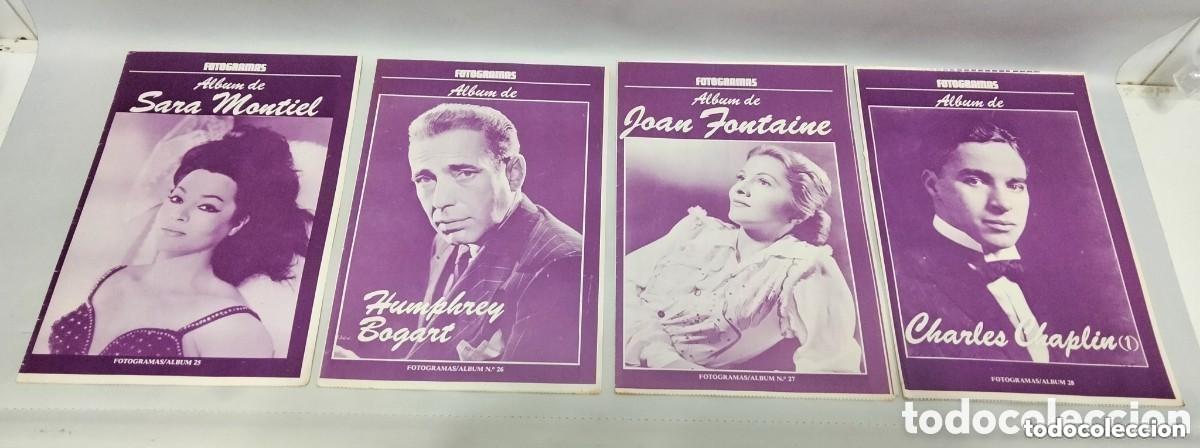 Kino: Lote de 4 Fotogramas Album de Sara Montiel & Humphrey Bogart & Joan Fontaine & Charles Chaplin 1