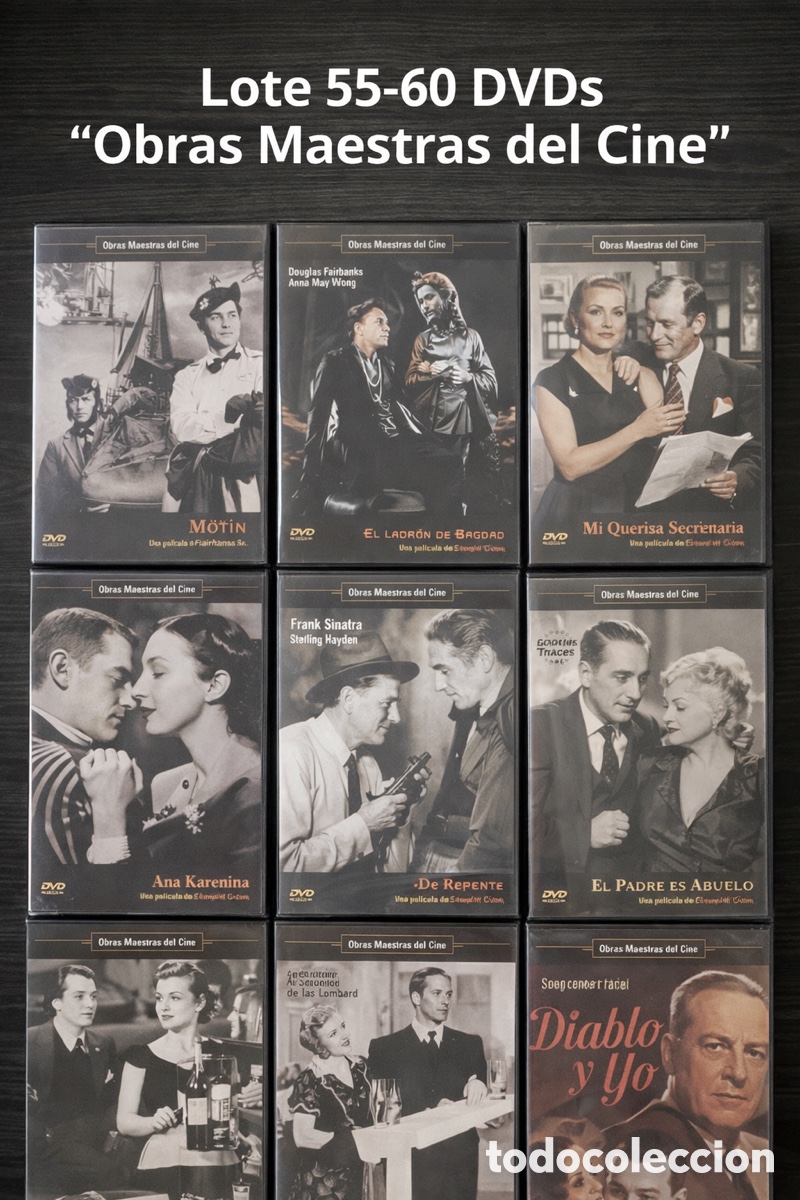Cine: Lote 55&ndash;60 DVDs &ldquo;Obras Maestras del Cine&rdquo; &middot; Cine Cl&aacute;sico &middot; Edici&oacute;n Coleccionista