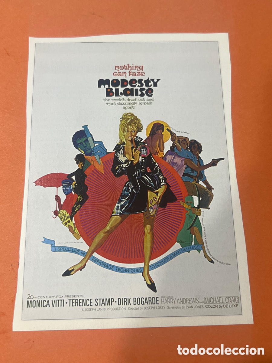 Cinema: W201. CARTEL MAN&Iacute;A - ESP&Iacute;AS DE LOS 60 - MODESTY BLAISE, SUPERAGENTE FEMENINO