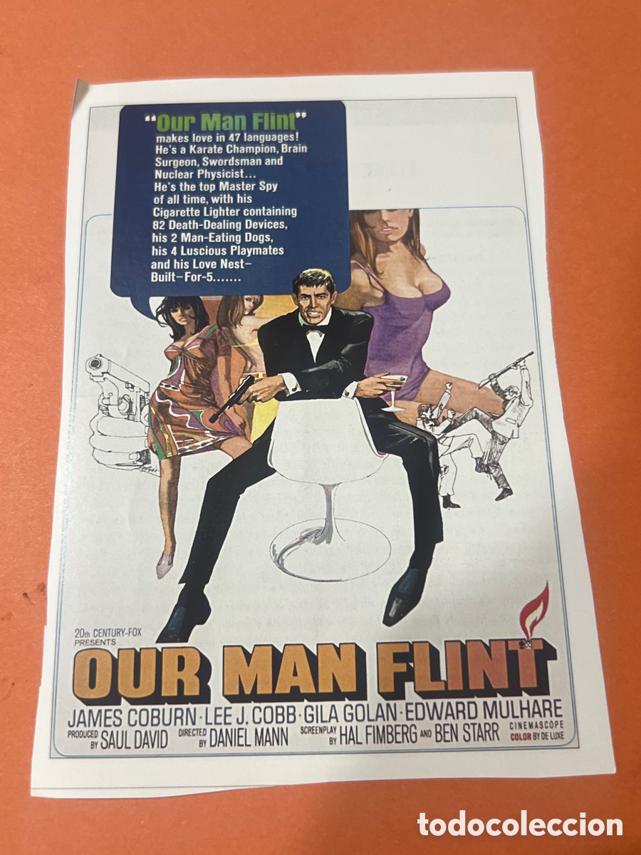 Cine: W201. CARTEL MAN&Iacute;A - ESP&Iacute;AS DE LOS 60 - FLINT, AGENTE SECRETO
