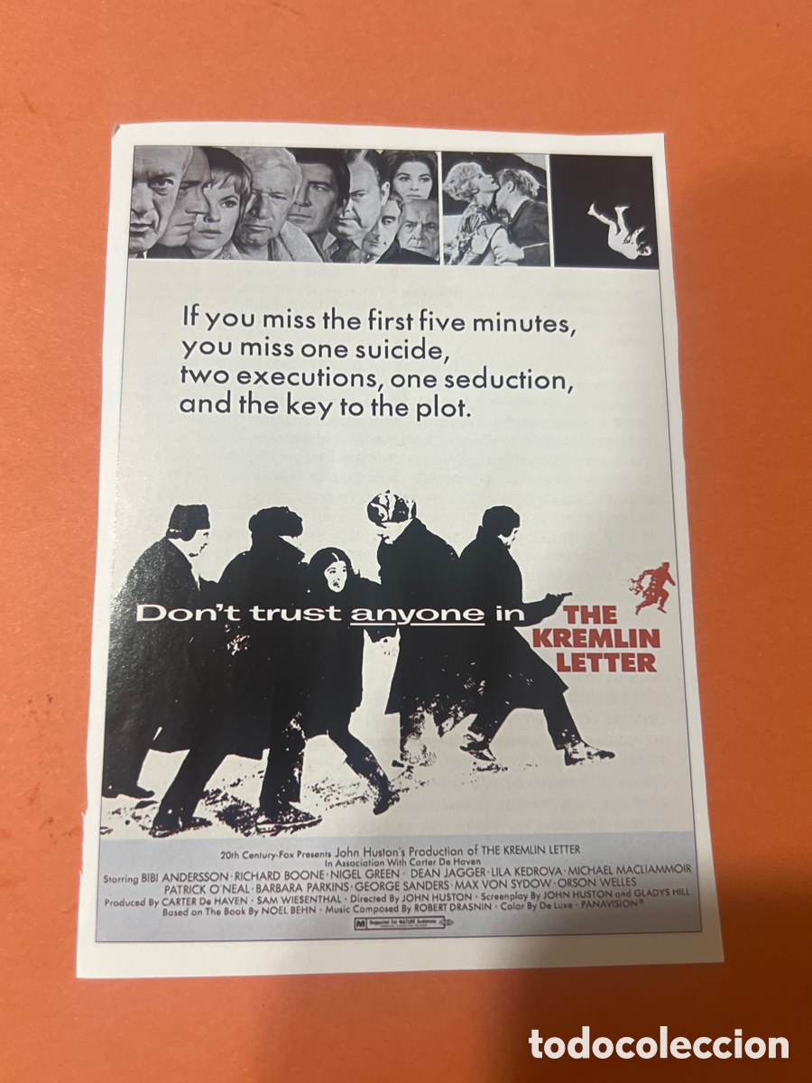 Cine: W201. CARTEL MAN&Iacute;A - ESP&Iacute;AS DE LOS 60 - LA CARTA DEL KREMLIN