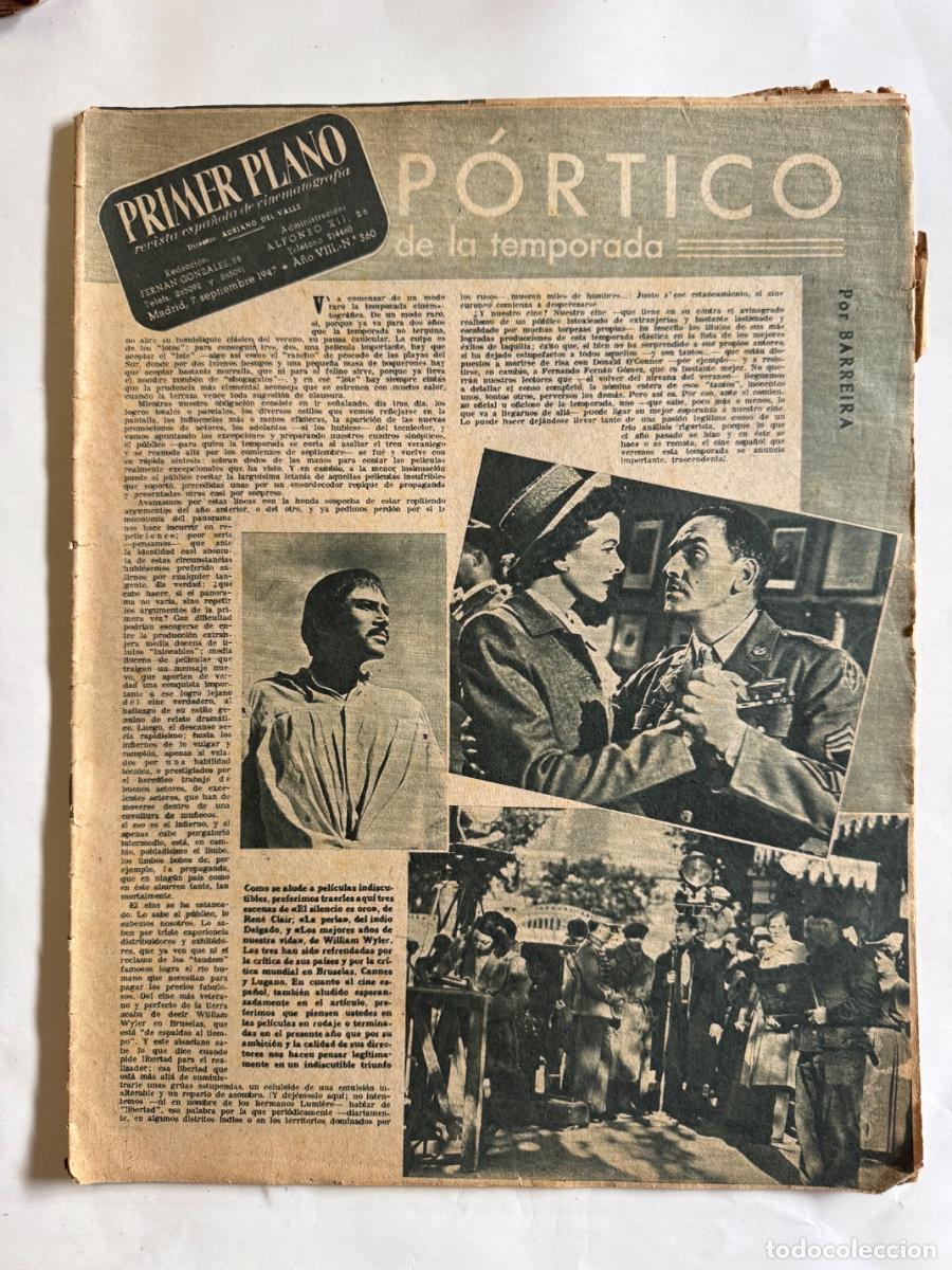 Cine: Revista Primer Plano, Manolete, Ray Milland, A&ntilde;o 1947
