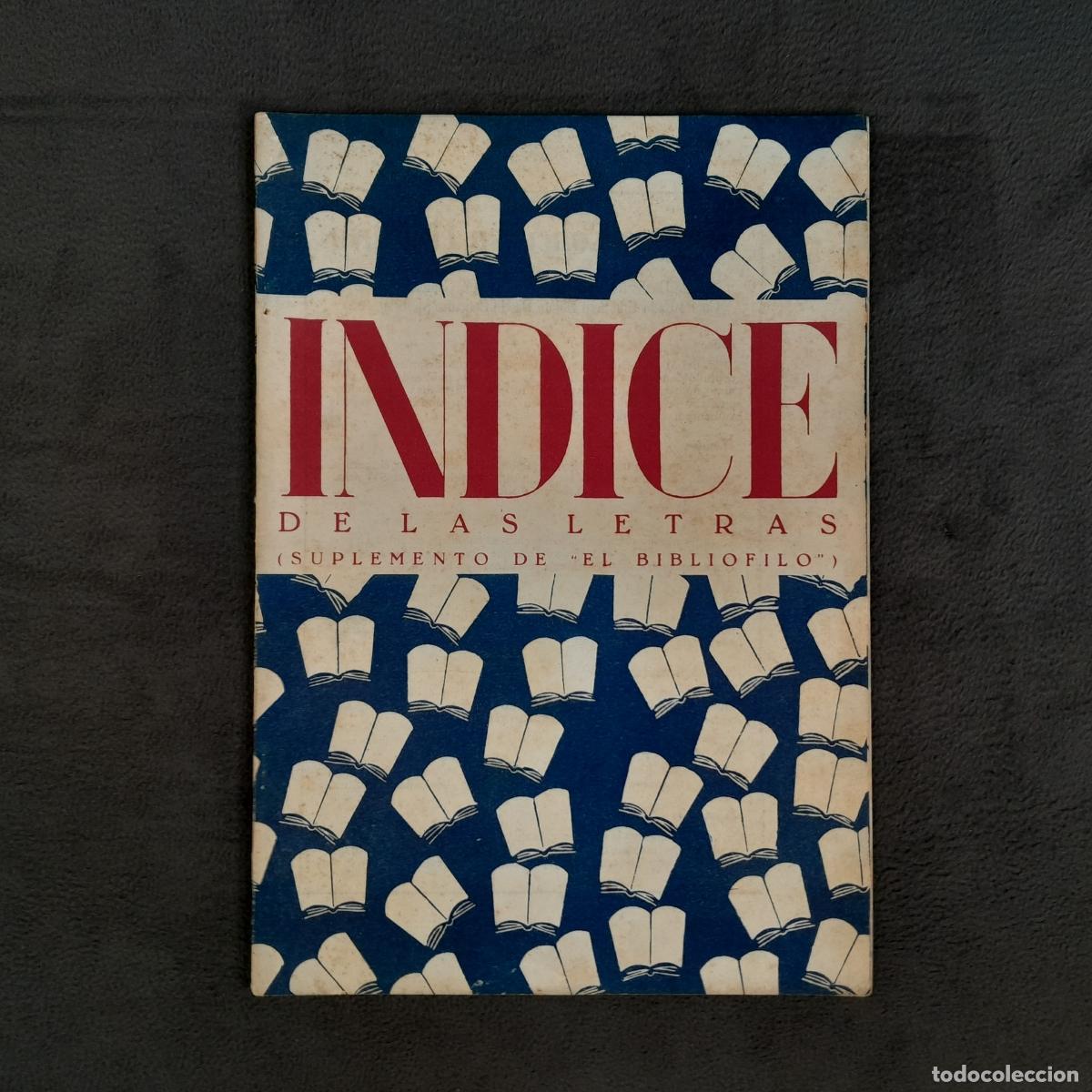 Cine: RV-469.&Iacute;NDICE DE LAS LETRAS.SUPLEMENTO DE EL BIBLI&Oacute;FILO. A&Ntilde;O 1.N&Uacute;M 1.FEDRICO VELILLA.1945