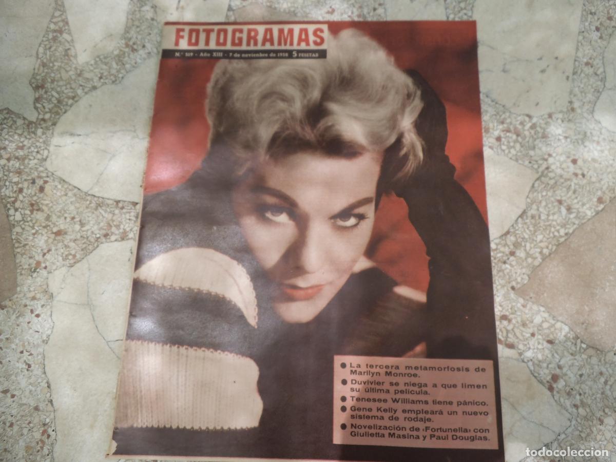 Cine: fotogramas n&ordm; 519, portada kim novak, la tercera metamorfosis de marilyn monroe, teneses williams