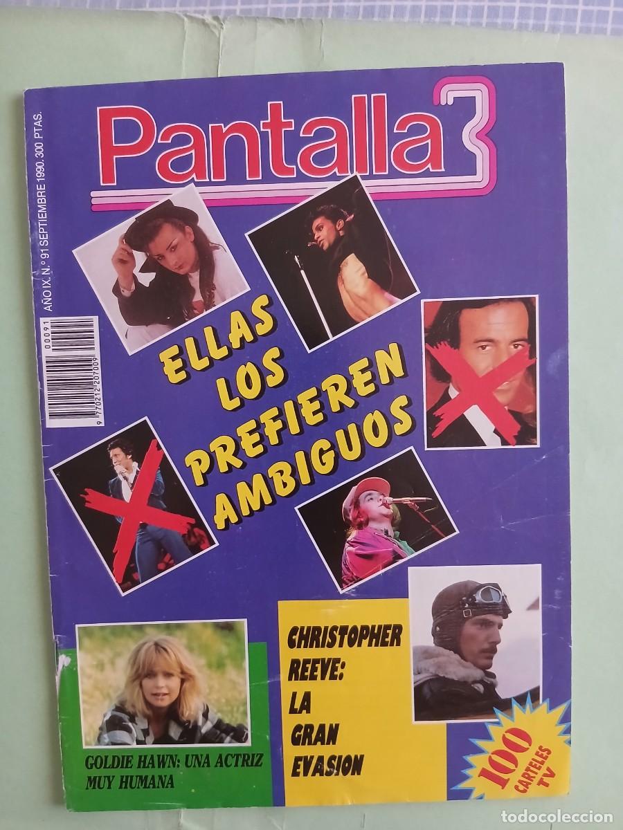 Cine: PANTALLA 3 N&ordm; 91 SEP 1990. Boy George, Michael Jackson, Elton John, Superman, Bowie, 100 Carteles Ci