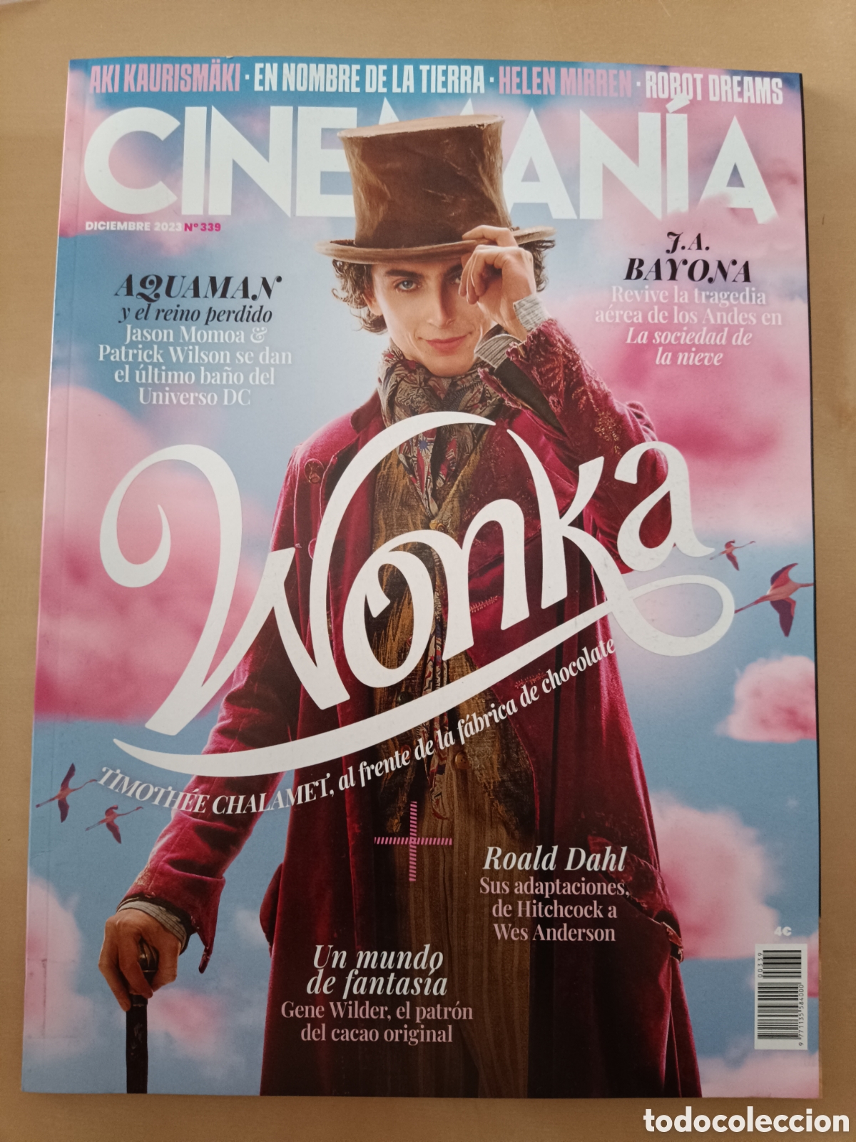 Cine: REVISTA CINEMAN&Iacute;A N&deg; 339 DICIEMBRE 2023 WONKA CHALAMET ROALD DAHL J.A.BAYONA AQUAMAN JASON MOMOA c24