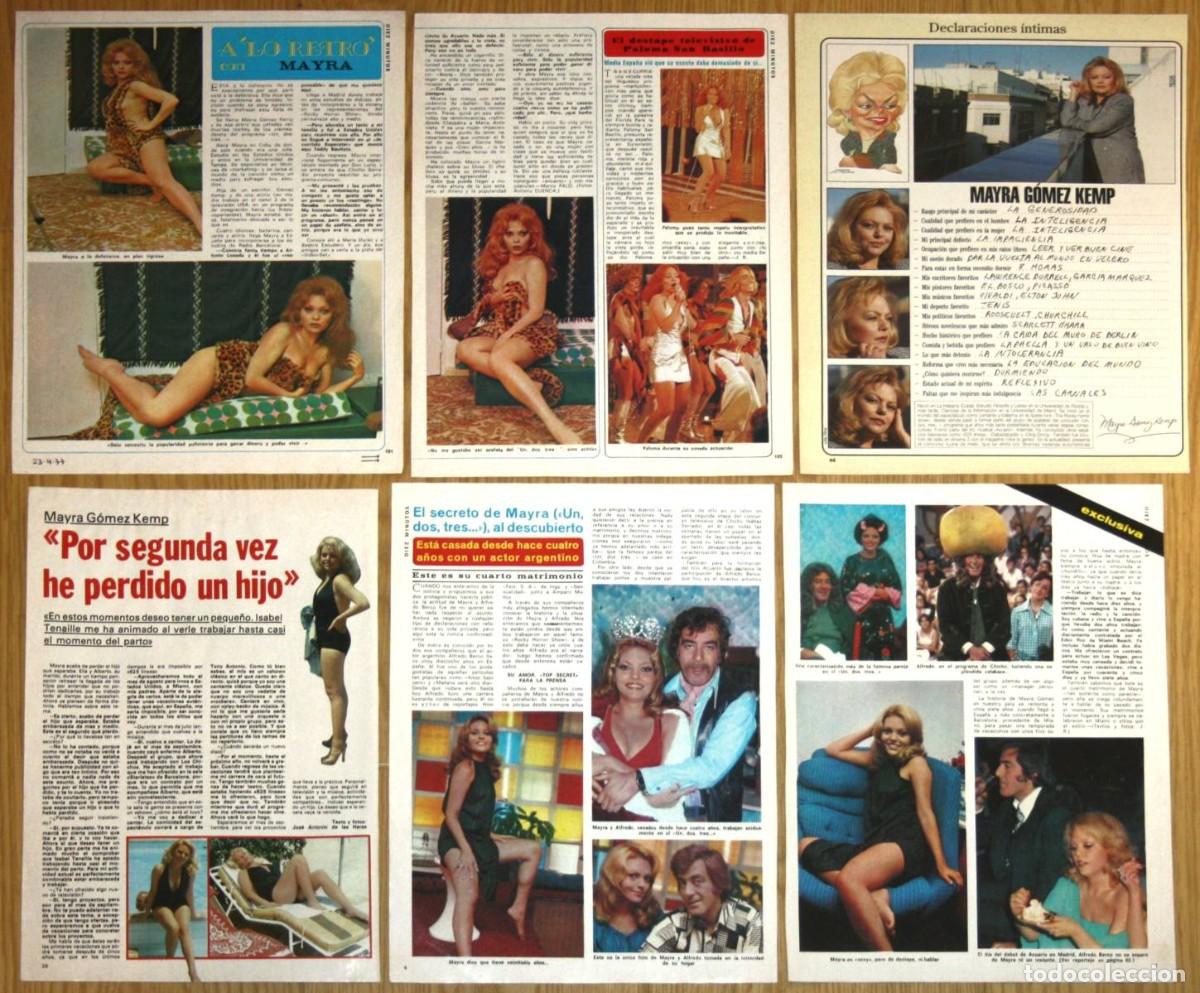 Cine: MAYRA GOMEZ KEMP lote de prensa 1970s fotos sexy actriz Cuba Un Dos Tres TVE recortes clippings