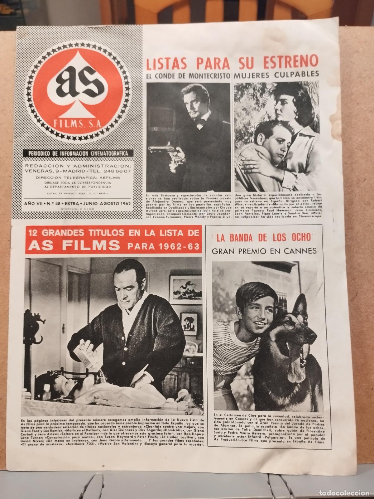 Cine: FAC AS FILMS S.A. N&ordm; 48 EXTRA JUNIO-AGOSTO 1962. LEER DESCRIPCION.