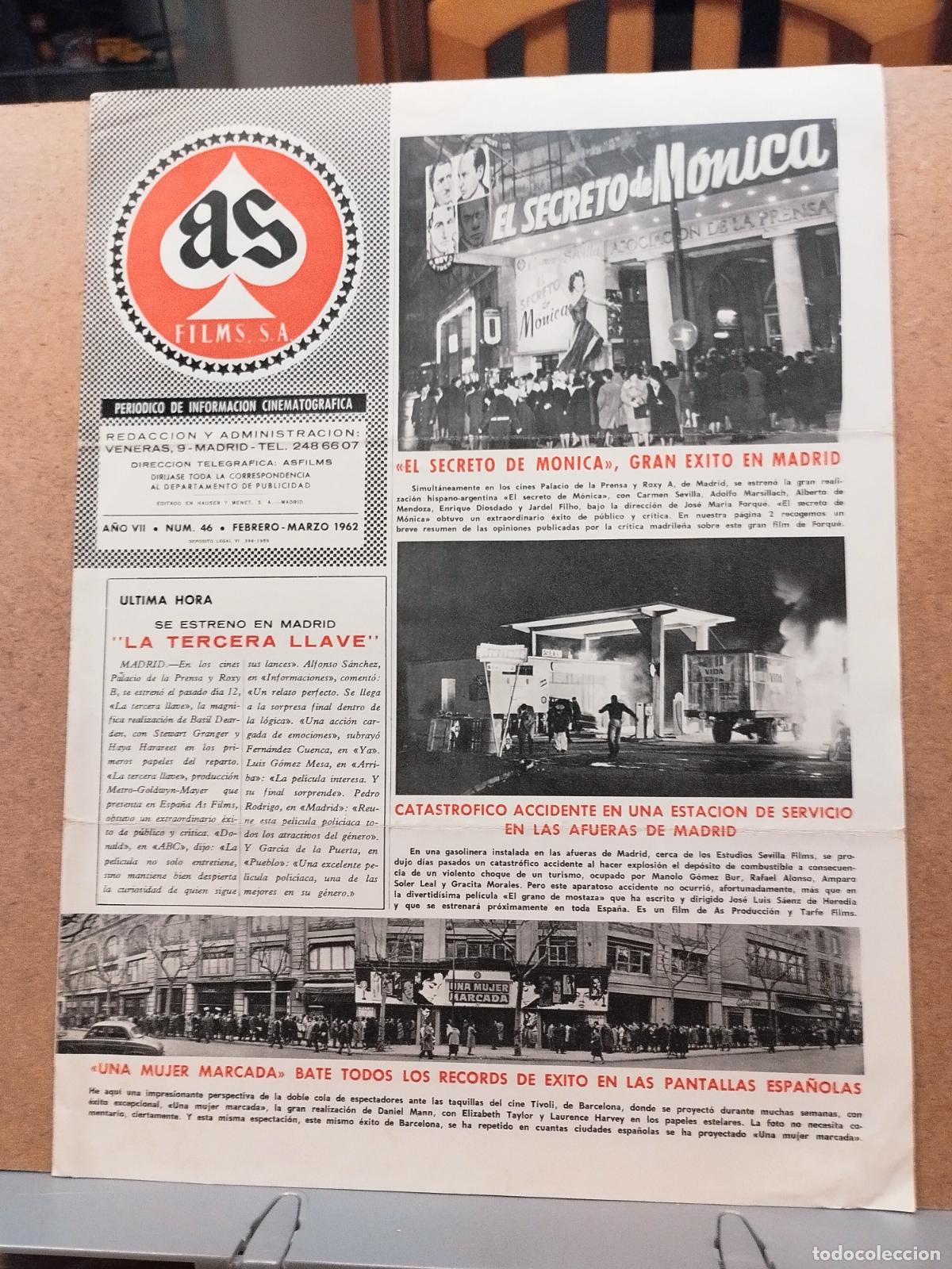 Cine: FAC AS FILMS S.A. N&ordm; 46 FEBRERO-MARZO 1962. LEER DESCRIPCION.