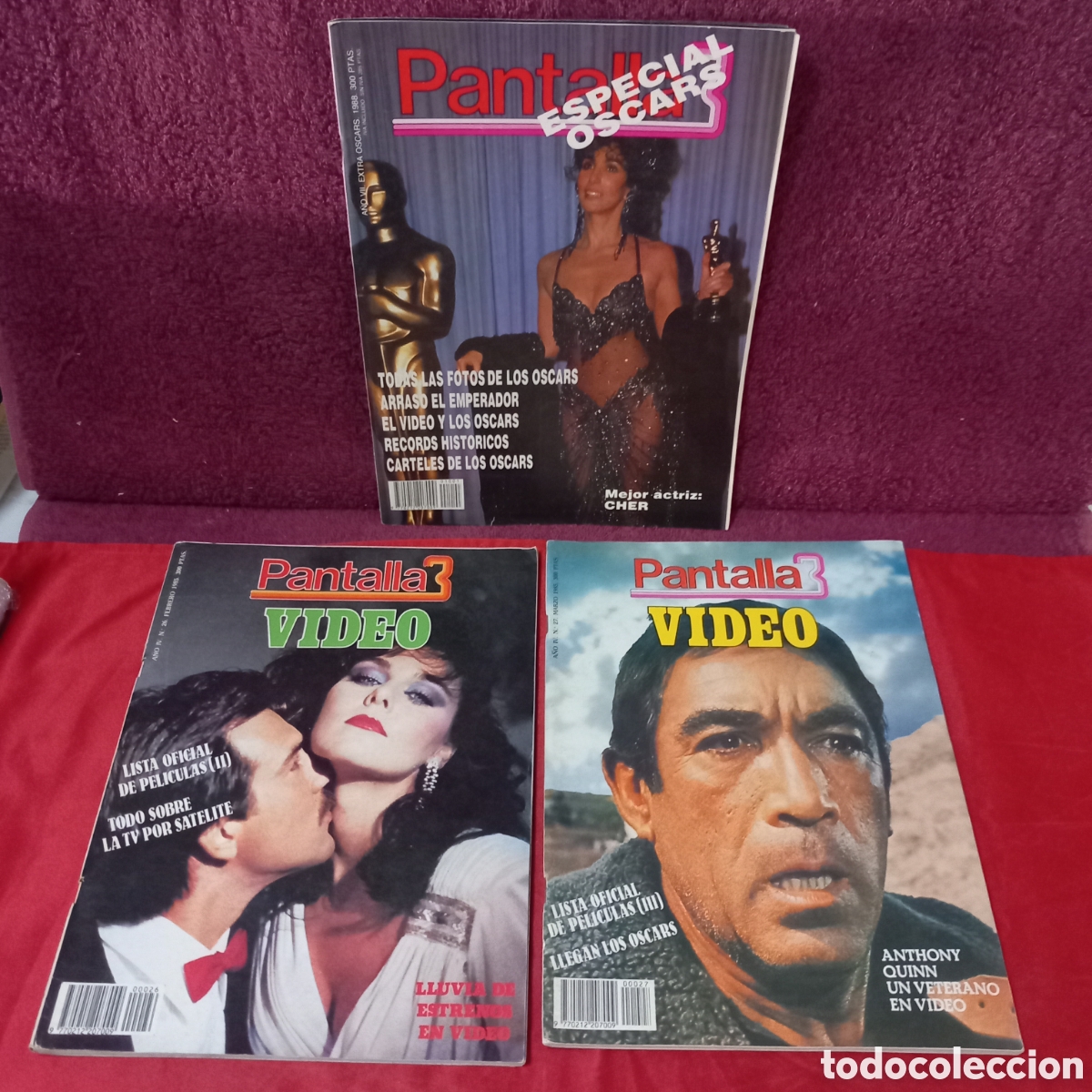 Cine: 3&times;REVISTAS PANTALLA 3(1985:LISTA OFICIAL DE PELICULAS I y II)+1988 ESPECIAL OSCARS