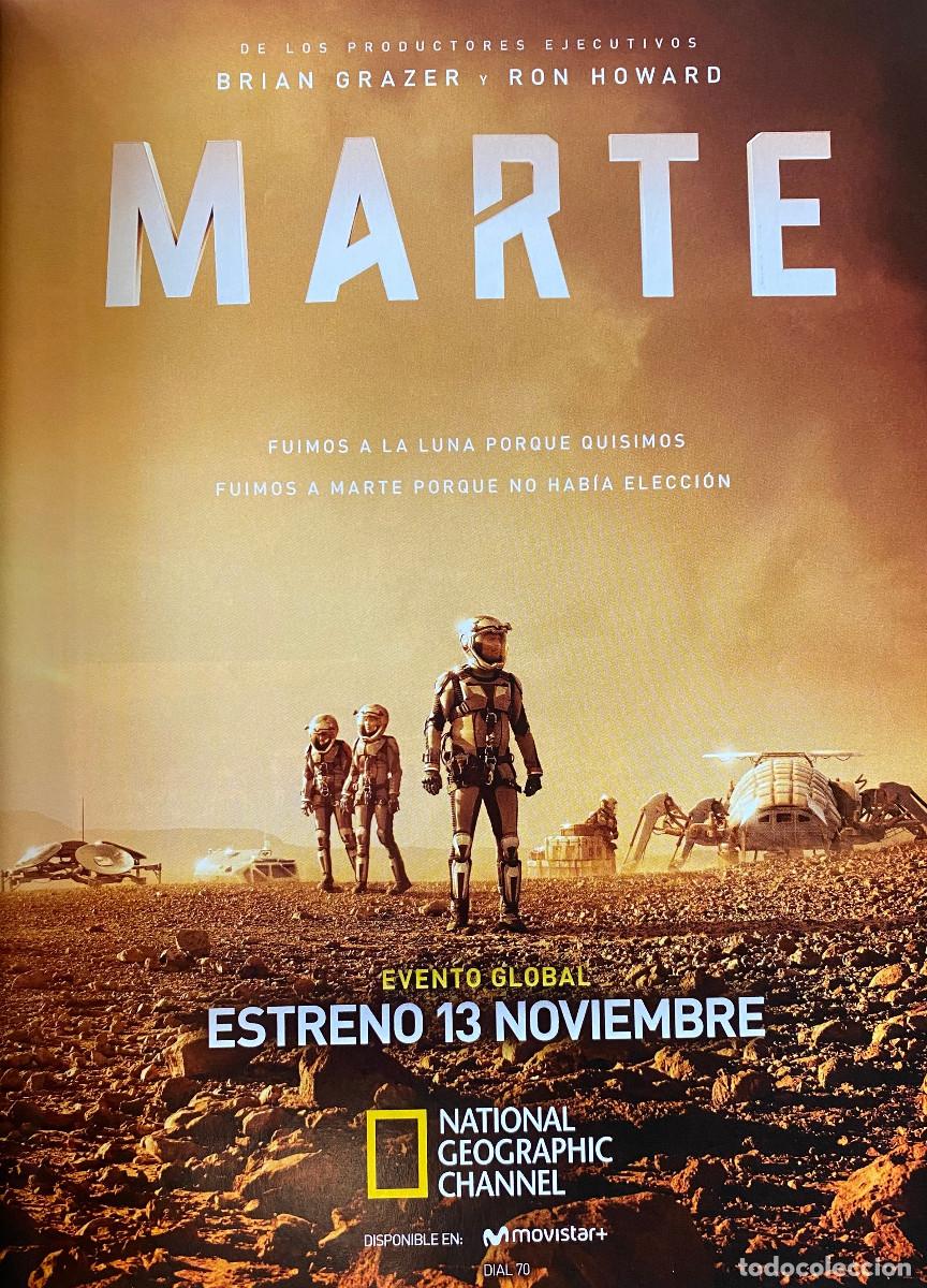 Cine: Reproducci&oacute;n de p&oacute;ster de serie de TV documental 'Marte'. P&aacute;gina de revista. Tama&ntilde;o A4. Enmarcable.