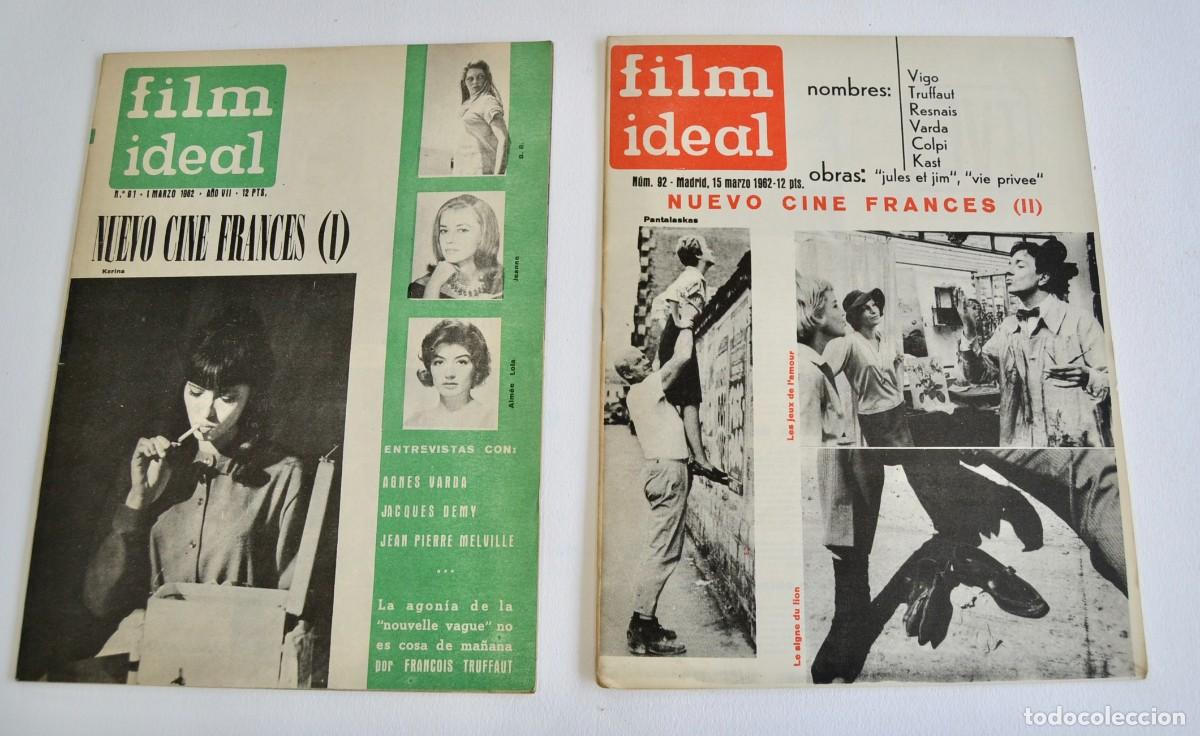 Cine: 2 Revistas &rdquo;Film Ideal&rdquo;. Nuevo Cine Franc&eacute;s (I y II). Nouvelle Vague. Marzo, 1962. Muy buen estado