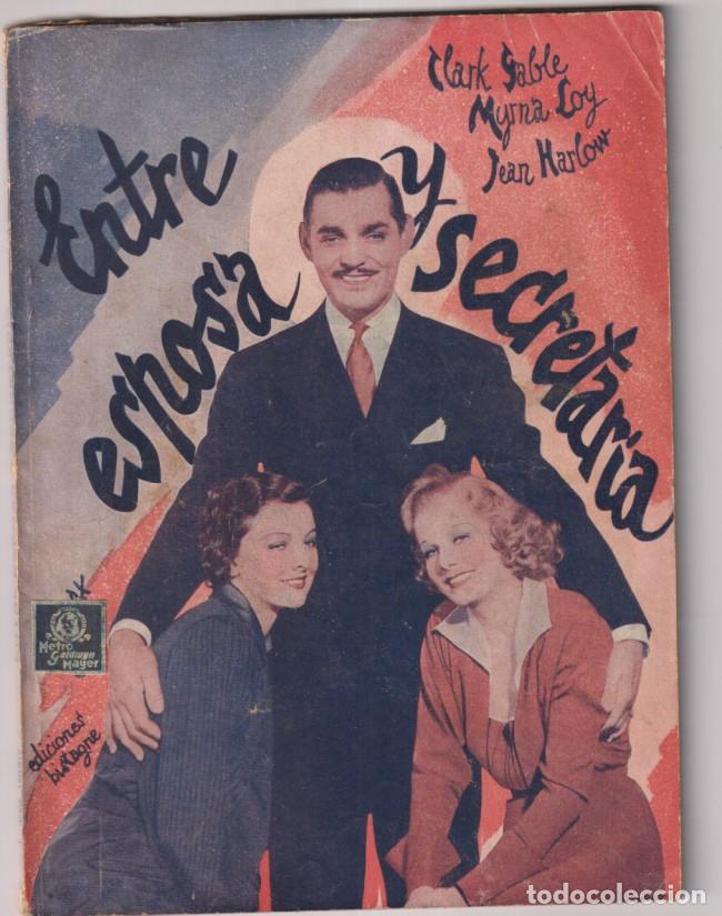 Cine: Entre Esposa y Secretaria de MGM. Clark Gable, Mirna Loy, Jean Harlow. la Novela Semanal Cinematogr&aacute;