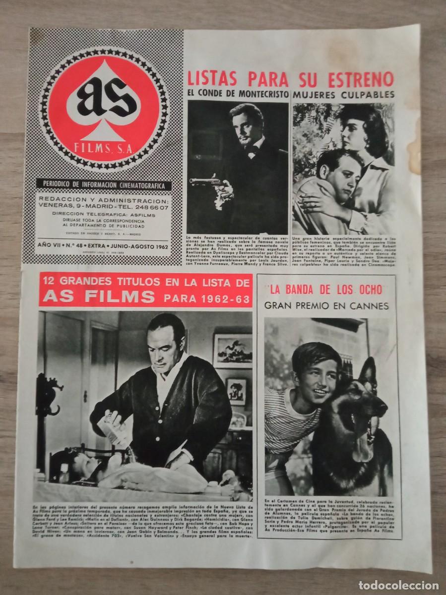 Cine: PERIODICO AS FILMS, N&ordm; 48, LISTA DE ESTRENOS 1962, 8 PAG.