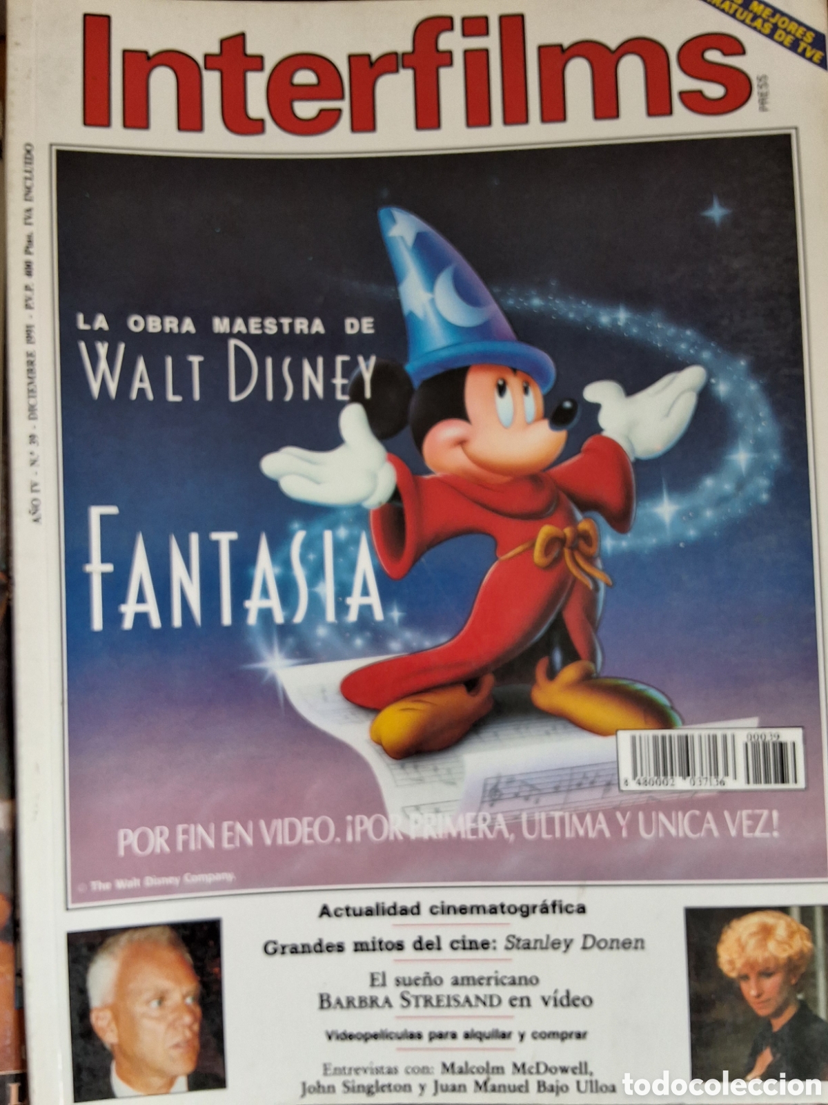 Cine: Interfilms revista cine n&uacute;mero 39 a&ntilde;o 1991/12 Fantas&iacute;a Streisand incluye caratulas programas