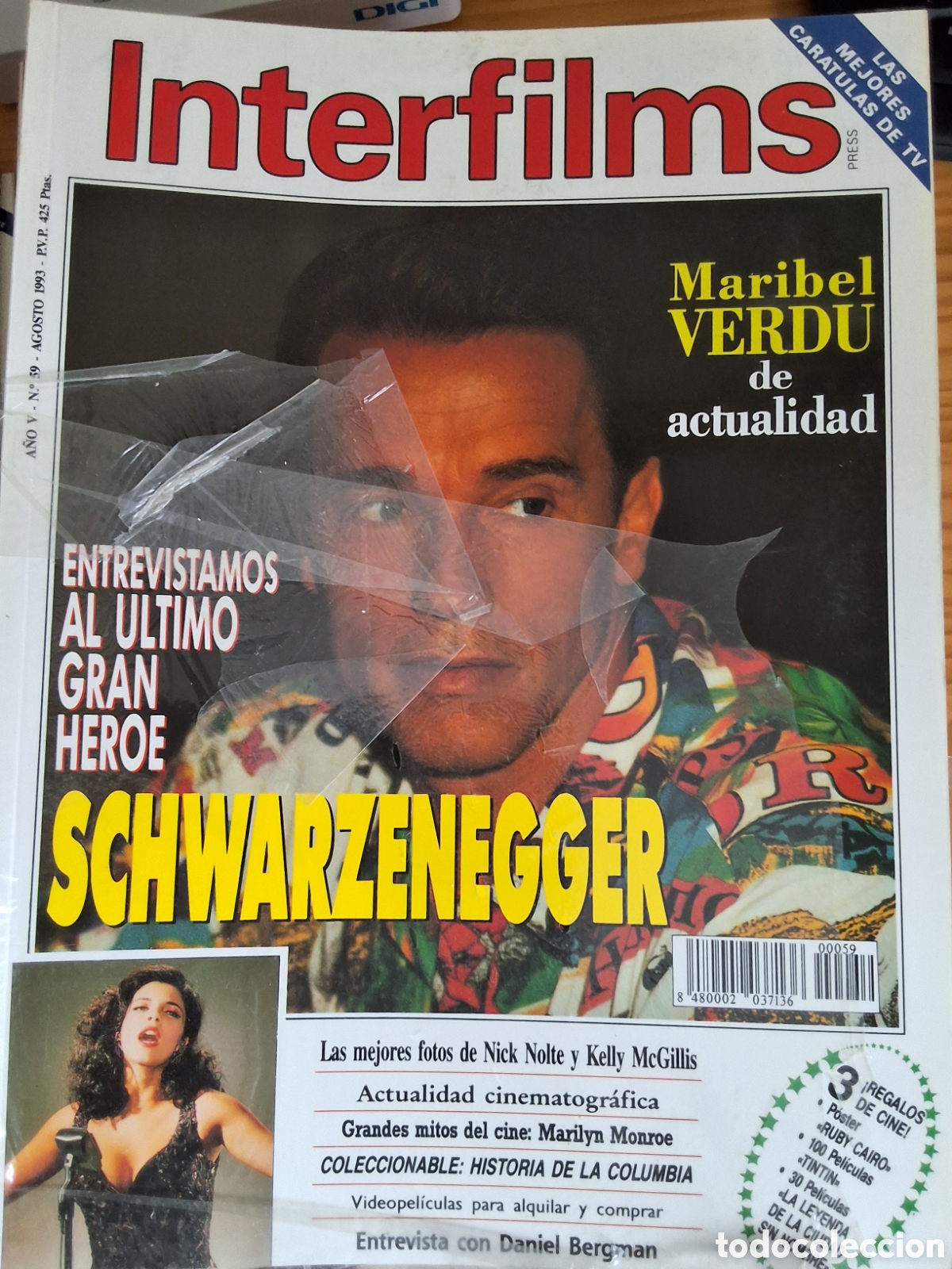 Cine: Interfilms revista cine n&uacute;mero 59 a&ntilde;o 1993/8 Schwarzenegger incluye caratulas programas