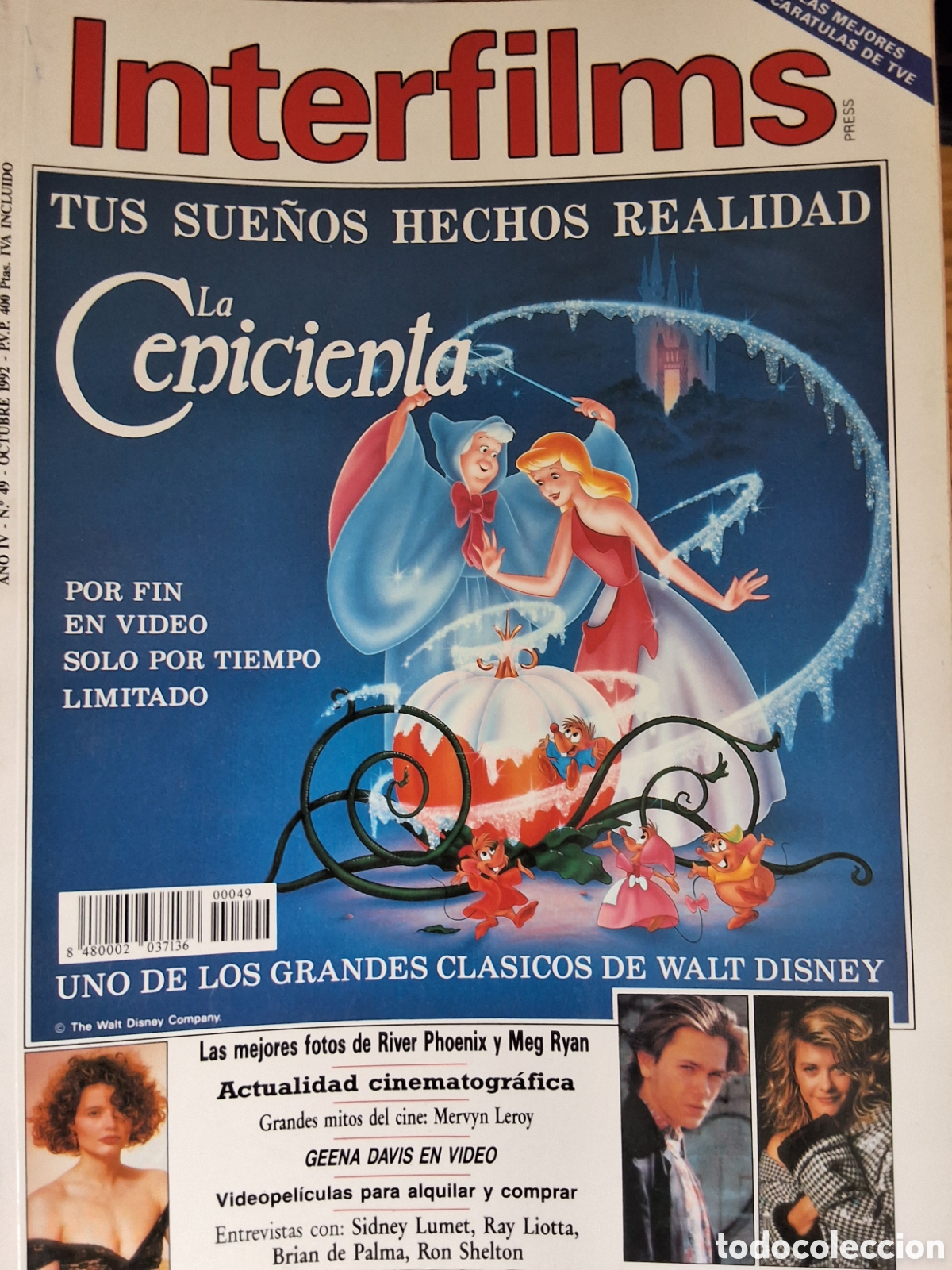 Cine: Interfilms revista cine n&uacute;mero 49 a&ntilde;o 1992/10 cenicienta G. Davis incluye caratulas programas
