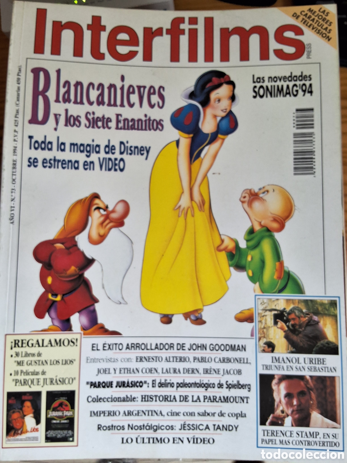 Cine: Interfilms revista cine n&uacute;mero 73 a&ntilde;o 1994/10 Blancanieves incluye caratulas programas