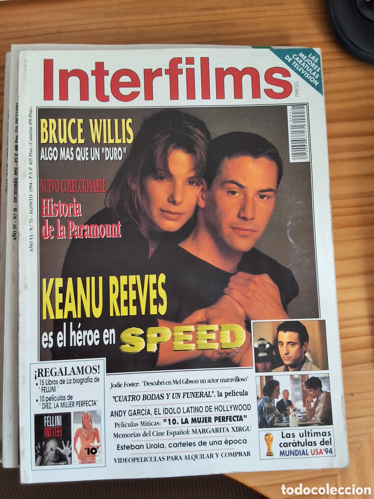 Cine: Interfilms revista cine n&uacute;mero 71 a&ntilde;o 1994/8 bullock reeves incluye caratulas programas